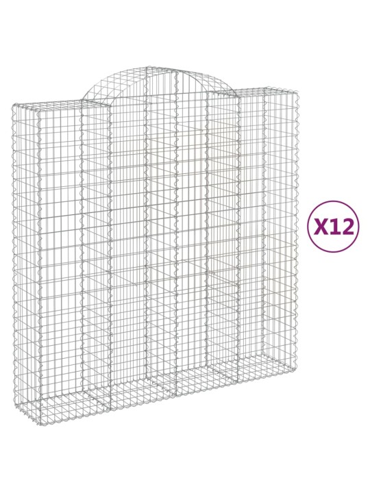 Klenuté gabionové koše 12ks 200x50x200/220cm pozinkované železo