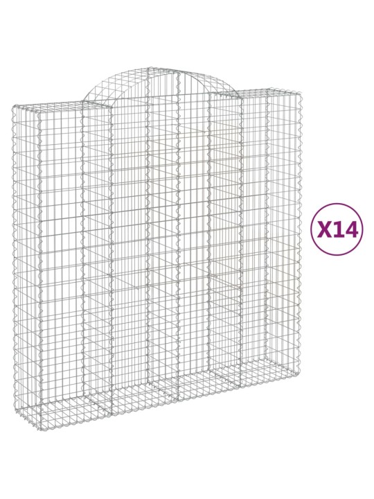 Klenuté gabionové koše 14ks 200x50x200/220cm pozinkované železo