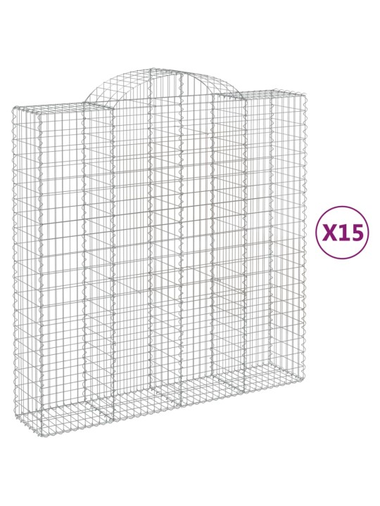 Klenuté gabionové koše 15ks 200x50x200/220cm pozinkované železo