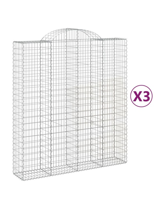 Klenuté gabionové koše 3 ks 200x50x220/240cm pozinkované železo