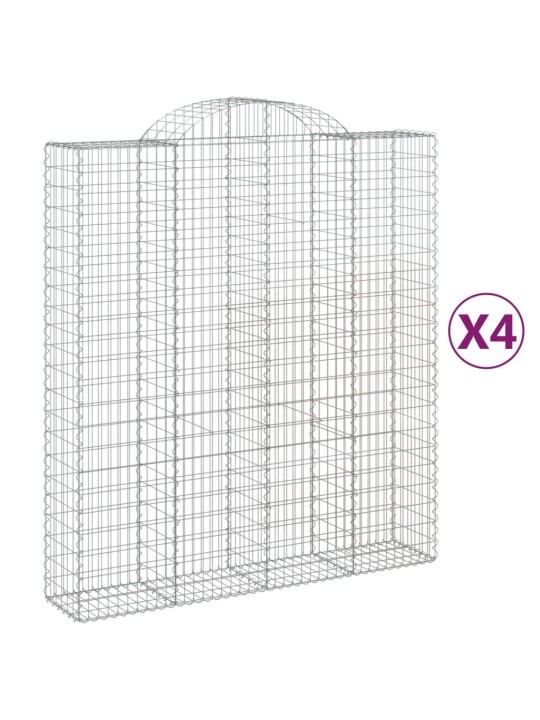 Klenuté gabionové koše 4 ks 200x50x220/240cm pozinkované železo