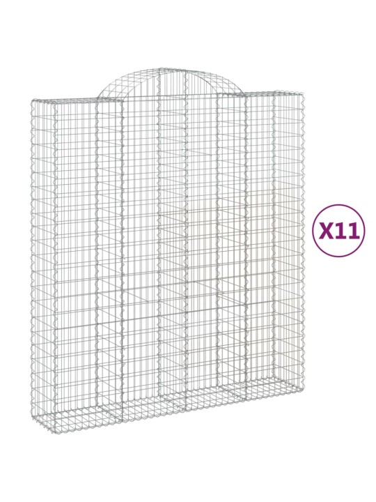 Klenuté gabionové koše 11ks 200x50x220/240cm pozinkované železo