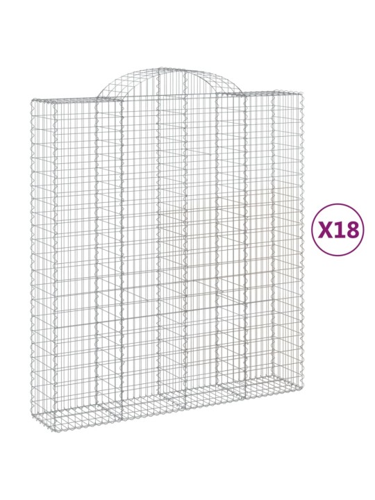 Klenuté gabionové koše 18ks 200x50x220/240cm pozinkované železo