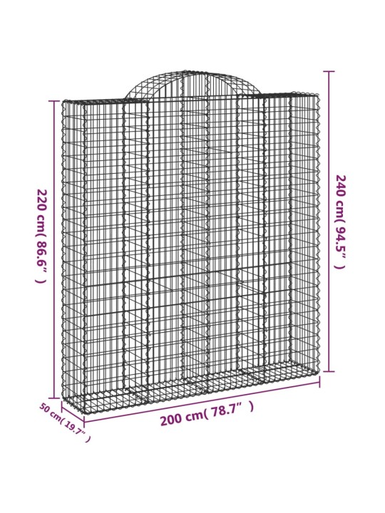 Klenuté gabionové koše 18ks 200x50x220/240cm pozinkované železo