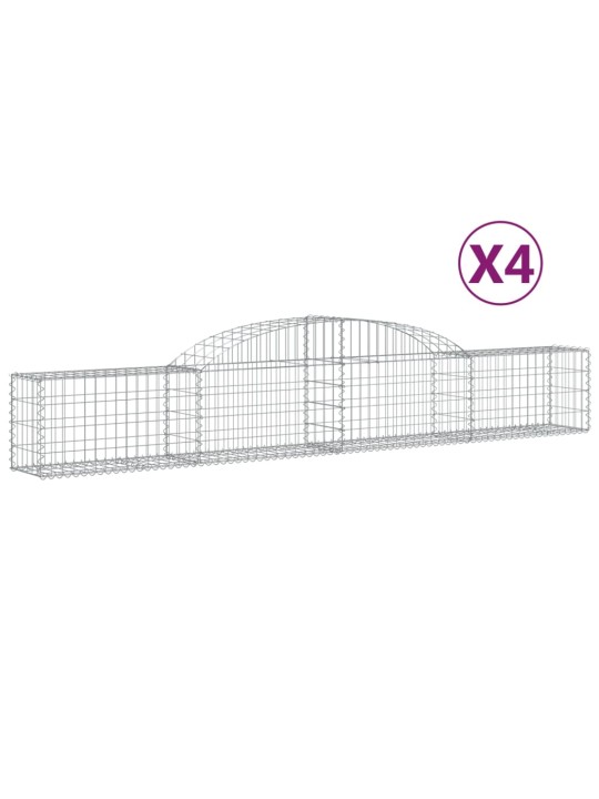 Klenuté gabionové koše 4 ks 300x30x40/60 cm pozinkované železo
