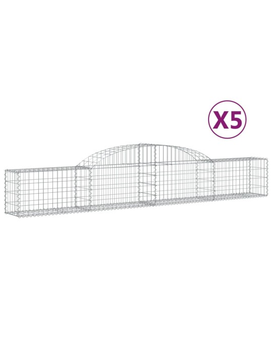 Klenuté gabionové koše 5 ks 300x30x40/60 cm pozinkované železo