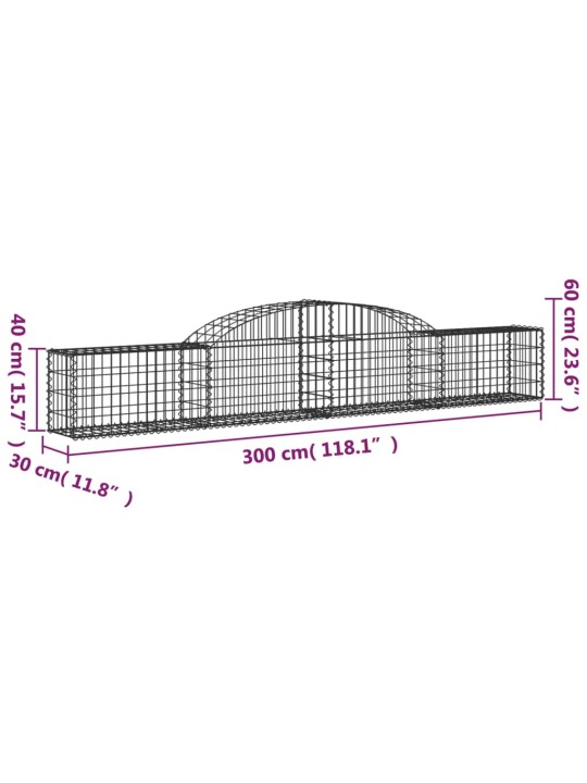 Klenuté gabionové koše 5 ks 300x30x40/60 cm pozinkované železo