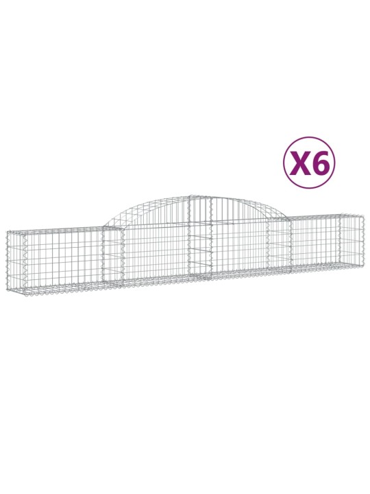 Klenuté gabionové koše 6 ks 300x30x40/60 cm pozinkované železo