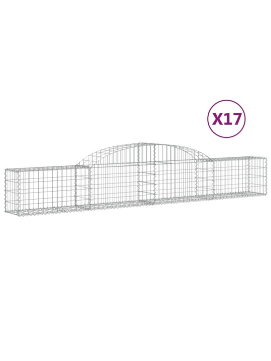 Klenuté gabionové koše 17 ks 300x30x40/60 cm pozinkované železo