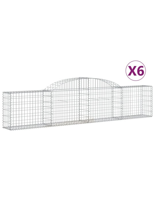 Klenuté gabionové koše 6 ks 300x30x60/80 cm pozinkované železo