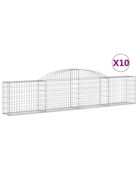 Klenuté gabionové koše 10 ks 300x30x60/80 cm pozinkované železo