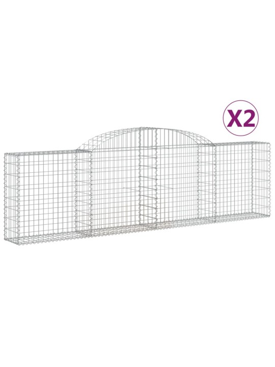Klenuté gabionové koše 2 ks 300x30x80/100 cm pozinkované železo