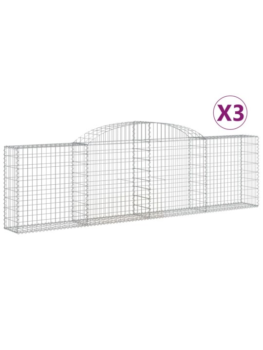 Klenuté gabionové koše 3 ks 300x30x80/100 cm pozinkované železo
