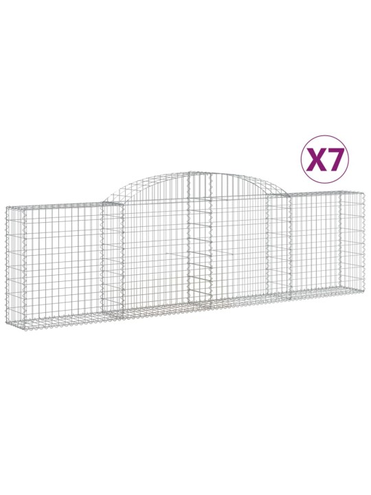 Klenuté gabionové koše 7 ks 300x30x80/100 cm pozinkované železo