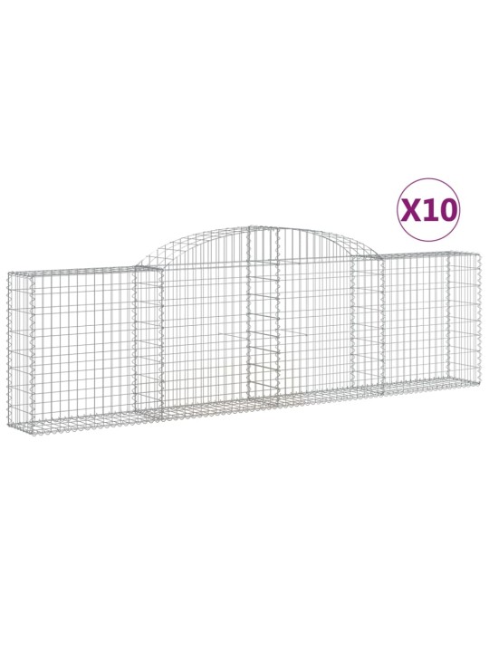 Klenuté gabionové koše 10ks 300x30x80/100 cm pozinkované železo