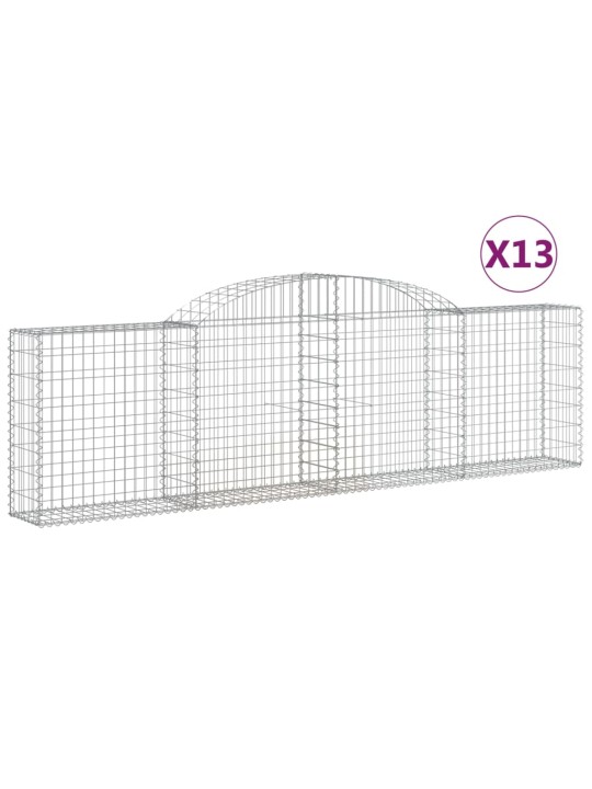 Klenuté gabionové koše 13ks 300x30x80/100 cm pozinkované železo