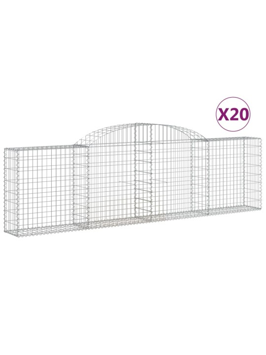 Klenuté gabionové koše 20ks 300x30x80/100 cm pozinkované železo