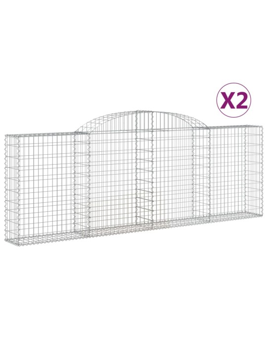 Klenuté gabionové koše 2 ks 300x30x100/120cm pozinkované železo