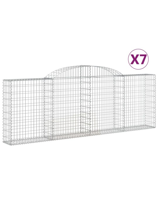 Klenuté gabionové koše 7 ks 300x30x100/120cm pozinkované železo