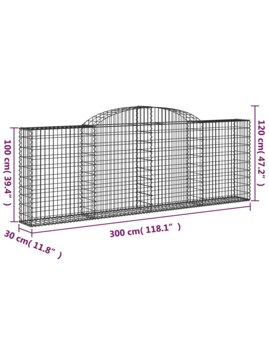 Klenuté gabionové koše 10ks 300x30x100/120cm pozinkované železo