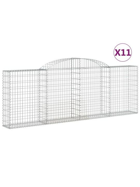 Klenuté gabionové koše 11ks 300x30x100/120cm pozinkované železo