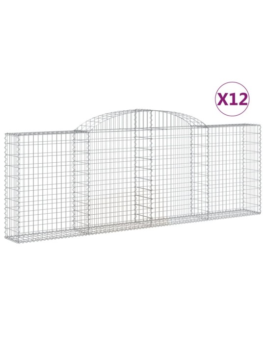 Klenuté gabionové koše 12ks 300x30x100/120cm pozinkované železo