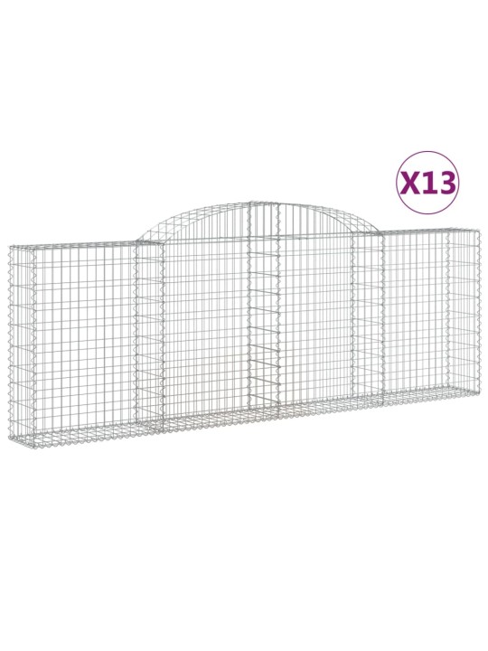 Klenuté gabionové koše 13ks 300x30x100/120cm pozinkované železo