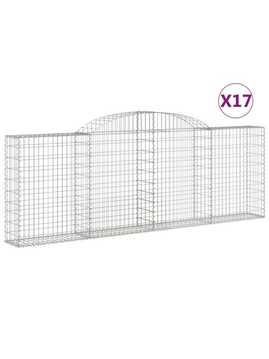 Klenuté gabionové koše 17ks 300x30x100/120cm pozinkované železo