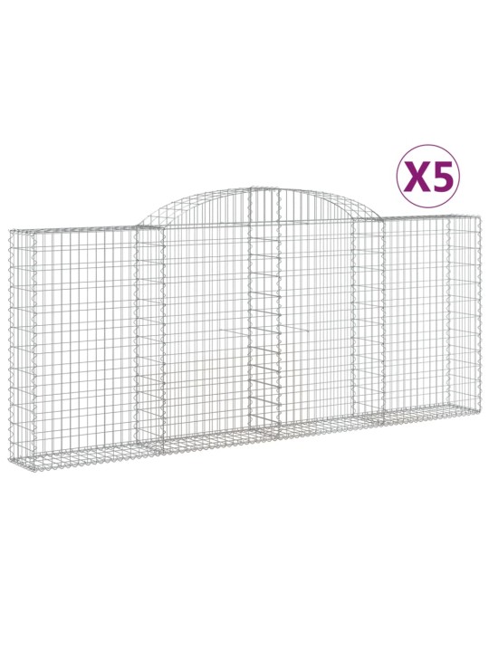 Klenuté gabionové koše 5 ks 300x30x120/140cm pozinkované železo