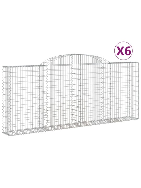 Klenuté gabionové koše 6 ks 300x30x120/140cm pozinkované železo