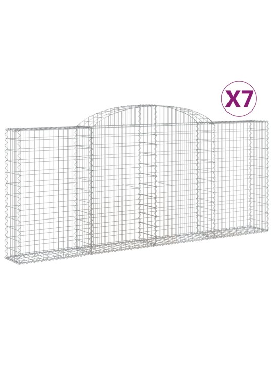 Klenuté gabionové koše 7 ks 300x30x120/140cm pozinkované železo