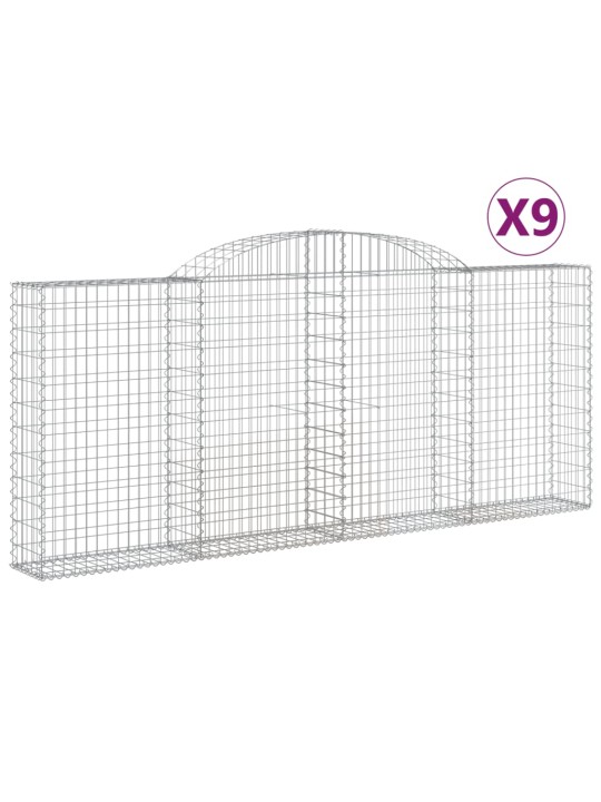 Klenuté gabionové koše 9 ks 300x30x120/140cm pozinkované železo