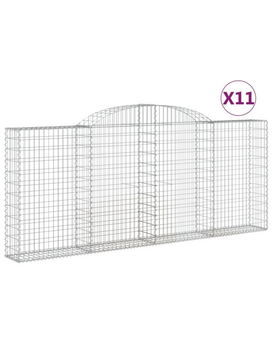 Klenuté gabionové koše 11ks 300x30x120/140cm pozinkované železo