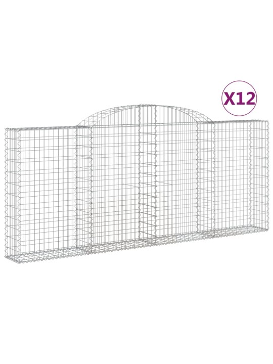 Klenuté gabionové koše 12ks 300x30x120/140cm pozinkované železo