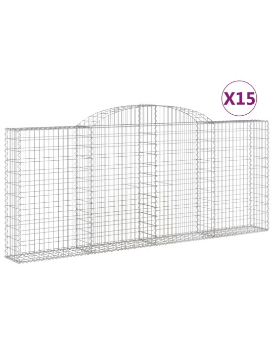 Klenuté gabionové koše 15ks 300x30x120/140cm pozinkované železo