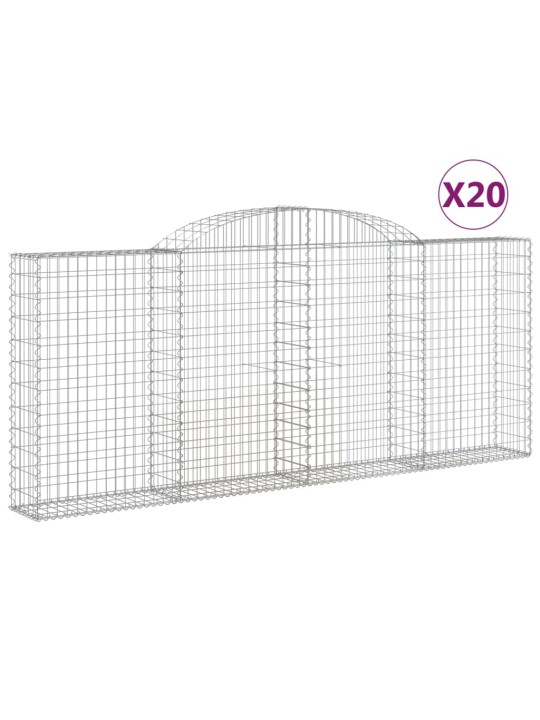 Klenuté gabionové koše 20ks 300x30x120/140cm pozinkované železo