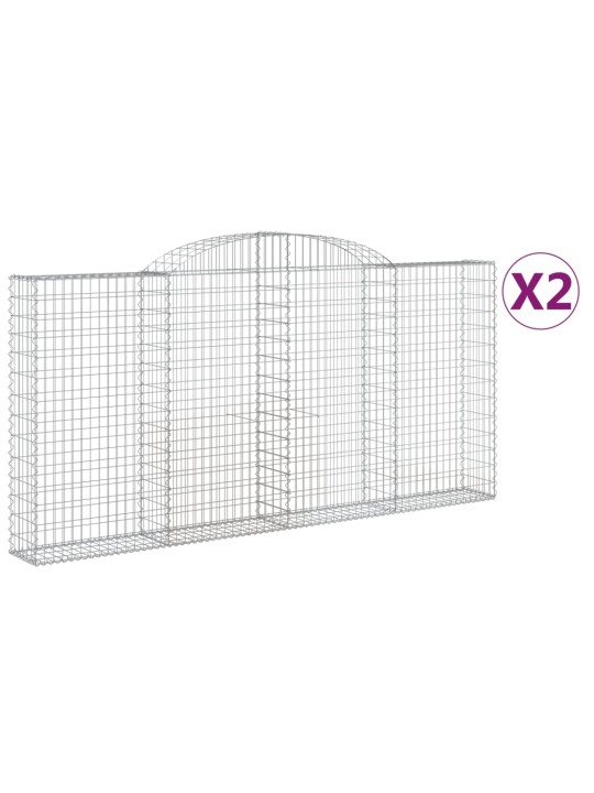 Klenuté gabionové koše 2 ks 300x30x140/160cm pozinkované železo