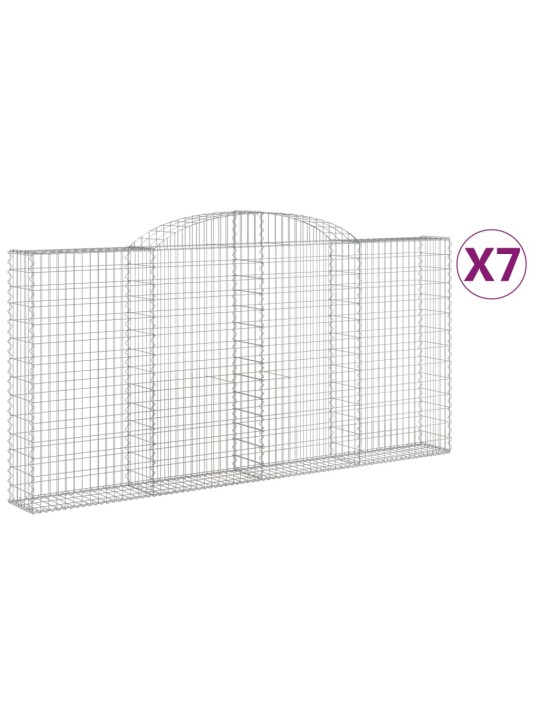 Klenuté gabionové koše 7 ks 300x30x140/160cm pozinkované železo