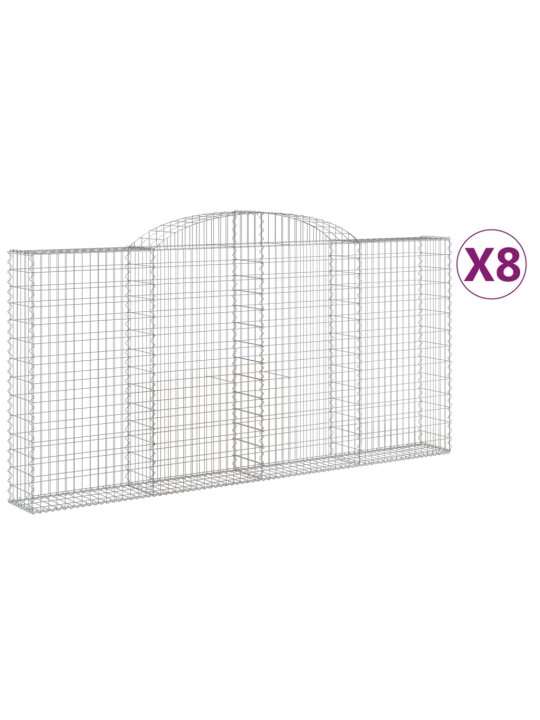 Klenuté gabionové koše 8 ks 300x30x140/160cm pozinkované železo