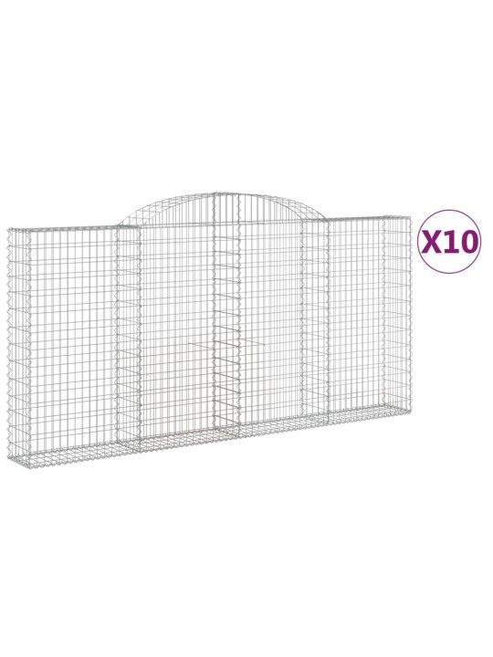 Klenuté gabionové koše 10ks 300x30x140/160cm pozinkované železo