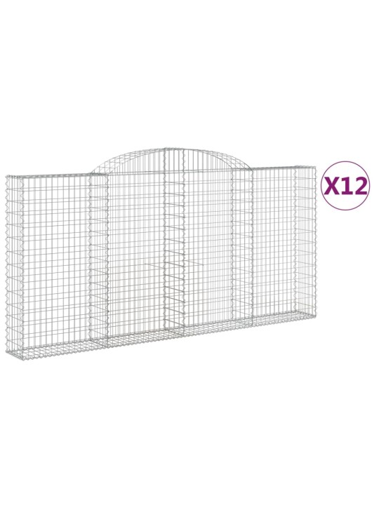 Klenuté gabionové koše 12ks 300x30x140/160cm pozinkované železo