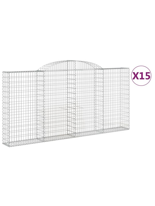 Klenuté gabionové koše 15ks 300x30x140/160cm pozinkované železo