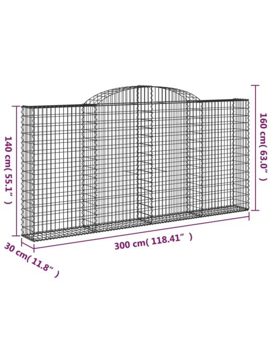 Klenuté gabionové koše 15ks 300x30x140/160cm pozinkované železo