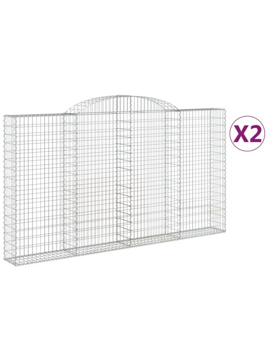 Klenuté gabionové koše 2 ks 300x30x160/180cm pozinkované železo