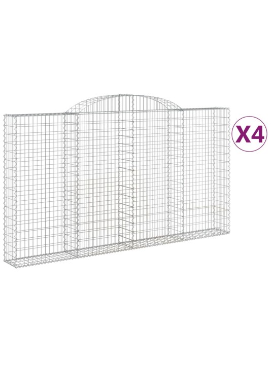 Klenuté gabionové koše 4 ks 300x30x160/180cm pozinkované železo