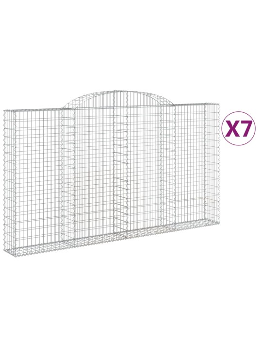 Klenuté gabionové koše 7 ks 300x30x160/180cm pozinkované železo