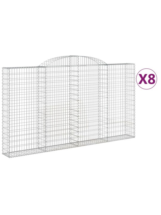 Klenuté gabionové koše 8 ks 300x30x160/180cm pozinkované železo