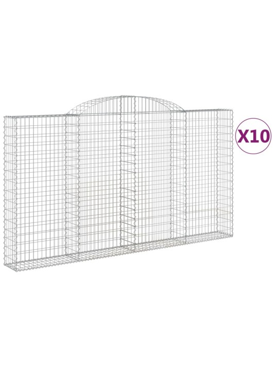 Klenuté gabionové koše 10ks 300x30x160/180cm pozinkované železo