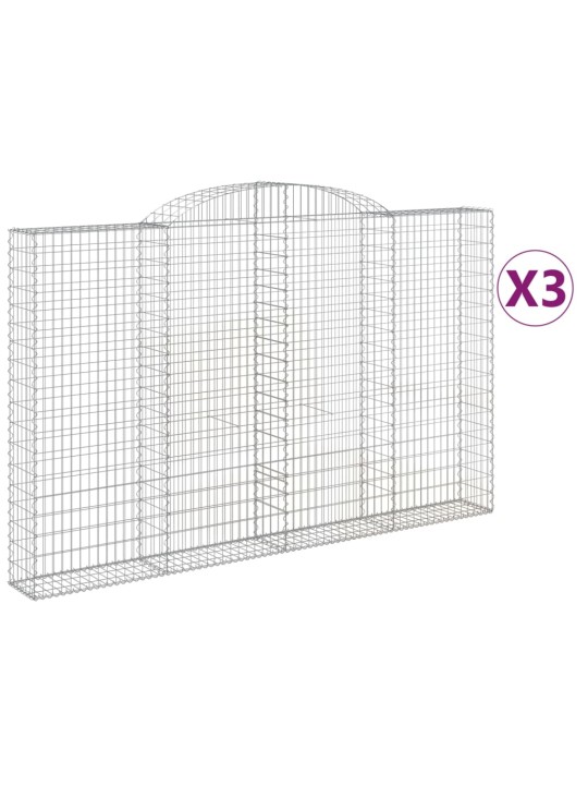 Klenuté gabionové koše 3 ks 300x30x180/200cm pozinkované železo
