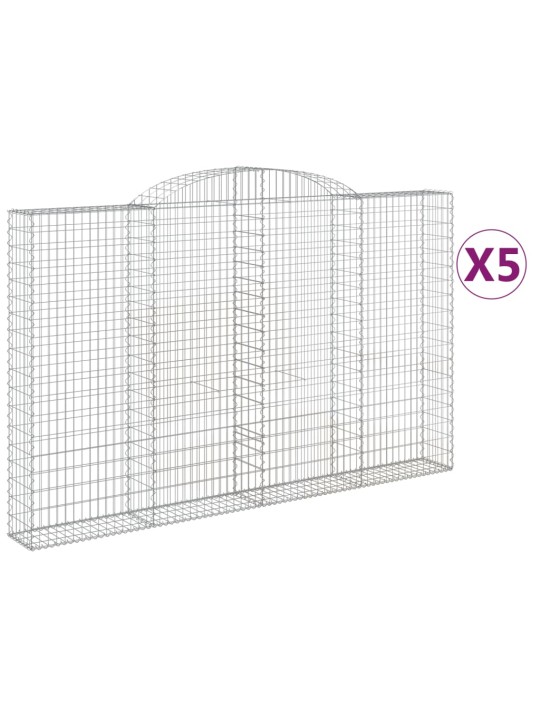 Klenuté gabionové koše 5 ks 300x30x180/200cm pozinkované železo